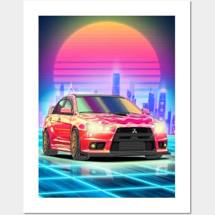 Synthwave Mitsubishi Evolution 10 (2007) Posters and Art